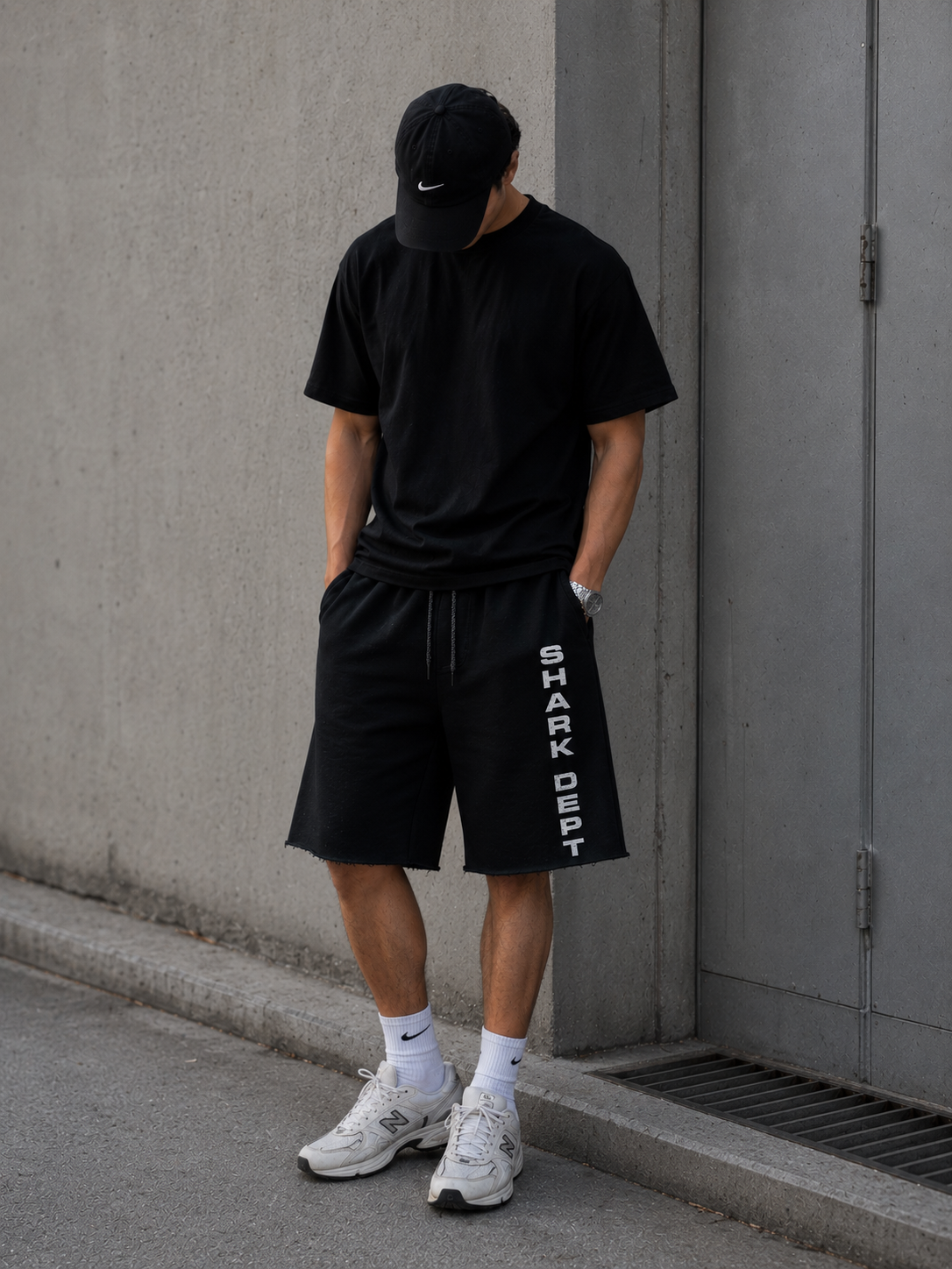 S.D VERTICAL WORDMARK COTTON TERRY SHORTS